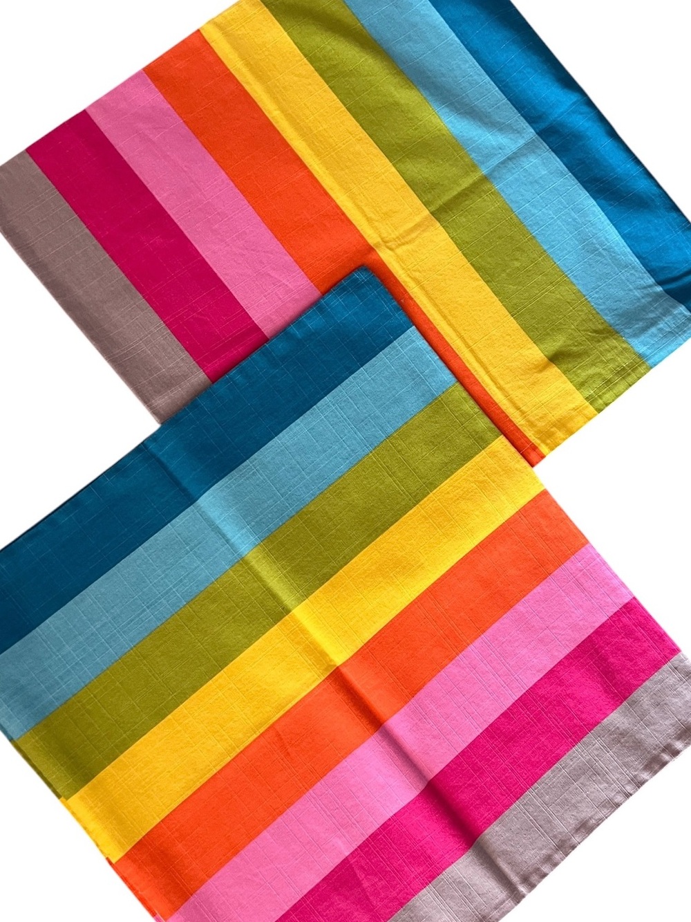 PAIR IKEA SKARUM Pillow Covers 20" x 20" Rainbow Multicolor Stripe Throw Accent